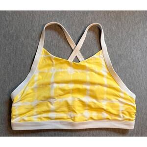 Lands End Sports Bikini Top Yellow Tie Dye Wire Free Adjustable X Back 8D
